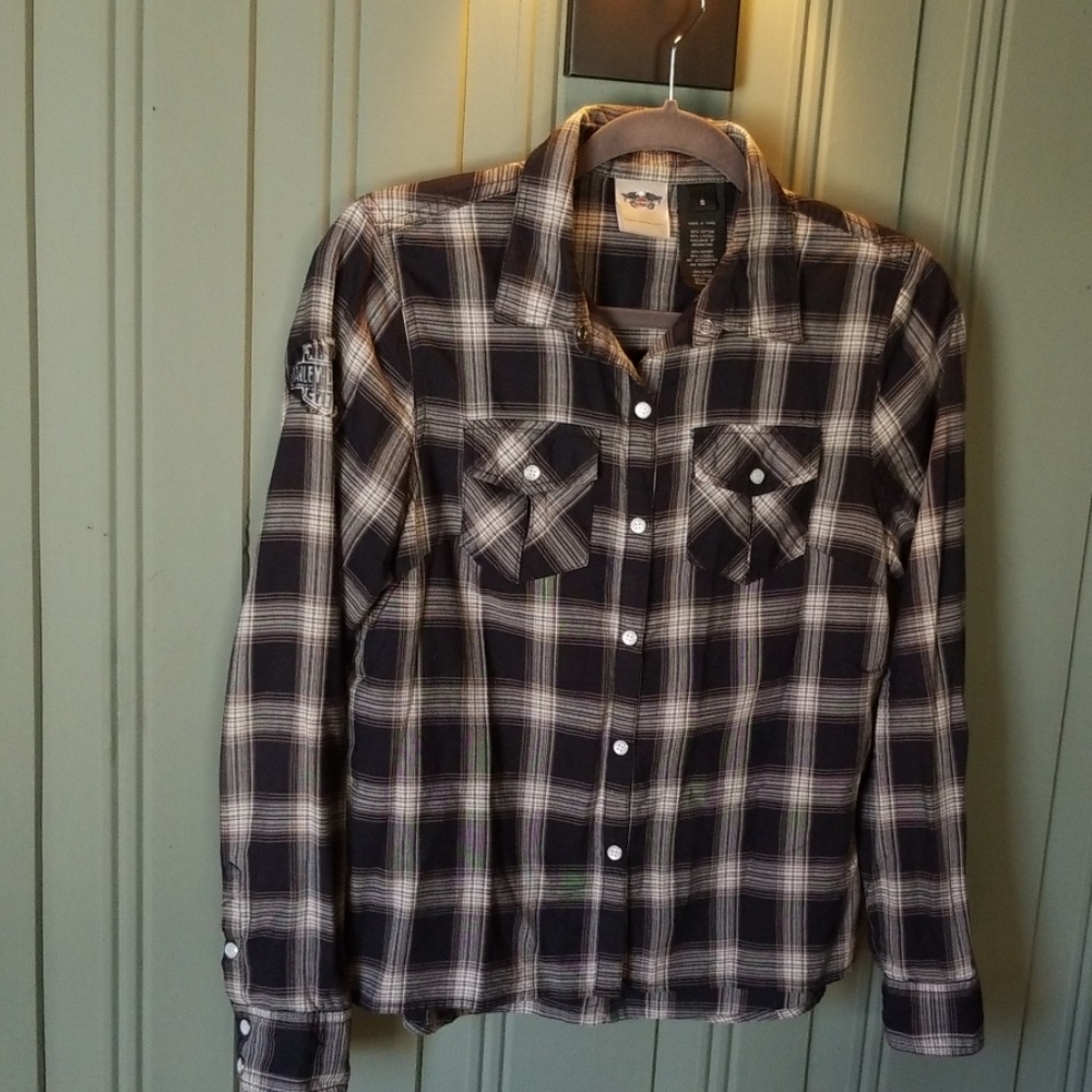Harley Davidson long sleeve plaid button up shirt
